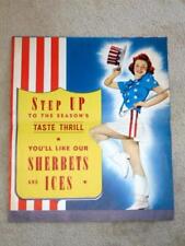1940s Large Lithograph Poster SHERBETS & ICES Ice Cream Patriotic Americana Sign picture