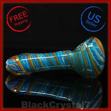 3.5 inch Handmade Chilled Swirl Bright Teal Tobacco Smoking Bowl Glass Pipes picture