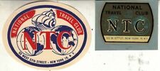 Pair of Vintage NTC National Travel Club Decals / Luggage Stickers New York picture