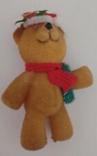 Vintage Flocked Fuzzy Teddy Bear Christmas Ornament 4