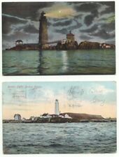 Boston Harbor Light House MA Lot of 2 Old Postcards Massachusetts picture
