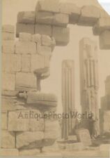 Egypt Karnak Arab man posing by ancient column ruins antique albumen photo picture
