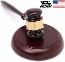 Handmade Wooden Auction Hammer Wood Gavel Sound Block Lawyer Judge Auction Sale picture