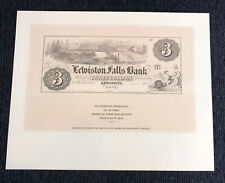 Lewiston Falls Bank Three dollar Bill engraving 1854 picture