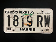Georgia License Plate 1819 RW...HARRIS COUNTY, PEACH GRAPHIC, GEORGIA ON MY MIND picture