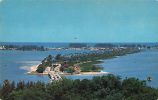 Clearwater Florida, Memorial Causeway to Beach Aerial View, Vintage Postcard picture