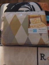 NEW Vintage Stevens Utica  Harlequin Diamond Double Bed FLAT Sheet 180+ Thread  picture