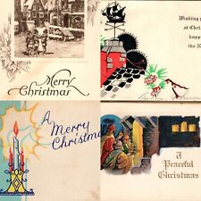 x4 MIXED LOT c1930s Merry Christmas Greetings Cards Lovely Thick Xmas Trade 5C picture