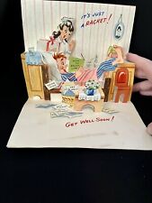 Fantastic Vintage 1940’s POP UP 3D Get Well Greeting Card Unused  SEE PICS picture
