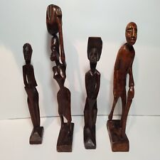 SET OF 4 WOODEN HAND CARVED AFRICAN STICK FIGURES 12