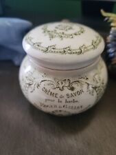 ANTIQUE SHAVING CREAM POT JAR WITH LID FROM ROGER & GALLET FRENCH PERFUMERS picture