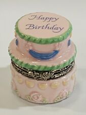 Hallmark Vintage Happy Birthday Cake Trinket Box Hinged  # 1504 picture
