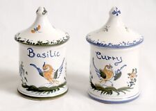 Spice Canisters Lids Hand Painted Ceramic Mufraggi Moustiers Sainte-Marie France picture