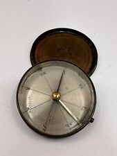 Small Antique Brass Glass Locking Pocket Compass 1900's French, Made in France picture