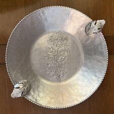 Trade Continental 1950’s Hand Wrought Aluminum Silverlook Hammered Leaf Dish 788 picture