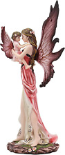 Ebros I Love You Pastel Magenta Pink Fairy Mother Carrying Child Daughter Statue picture