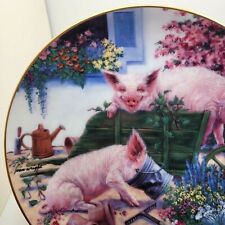 Danbury Mint Squealbarrow Pigs In Bloom Collector Plate by Joan Wright  picture