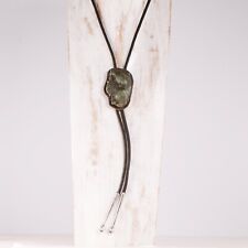 OLD PAWN STERLING SILVER RAW VARISCITE NUGGET BOLO TIE NECKLACE picture