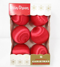 Vintage Christmas Ornaments Red Satin Ball Satin Sheen 2.5