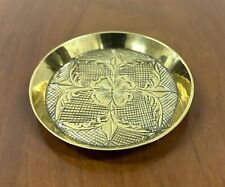 Small Vintage Brass Tray with Floral Etchings picture