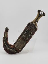 Old Yemeni Jambiya Khanjar Dagger Ornate Silver Inlaid Handle & Sheath. VG Cond. picture