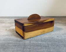 Small Vintage Hand Crafted Wooden Trinket Jewelry Box  picture