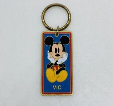 Vintage Walt Disney World Enamel Keychain Pendant Mickey Name Tag “Vic” 10 picture