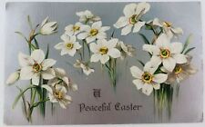 Vintage Easter Postcard A Peaceful Easter Lillies Textured Paper 1909 picture