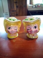 Vintage Enesco Miss Priss Winking Kitty Salt and Pepper Shakers. 1950's Japan picture