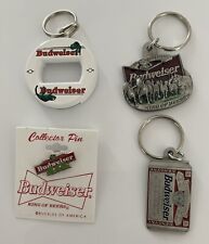 Budweiser King of Beers Keychains And Lapel Pin Set Of 4 picture