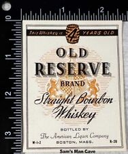 Old Reserve Straight Bourbon Whiskey Label - MASSACHUSETTS picture
