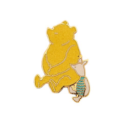VTG 1990 Disney Winnie the Pooh & Piglet Enamel Pin Three Cheers For Pooh picture