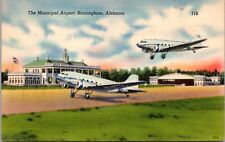 Linen Postcard The Municipal Airport in Birmingham, Alabama picture