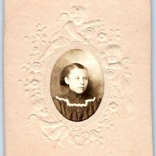 ID c1870s Cute Little Girl Mini Photo Card Cherub Embossed Border Rare Kuher H17 picture