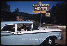 Orig 1959 35mm SLIDE Woman in 50's Car at Hangtown Motel Sign Placerville CA picture