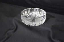 Vintage JOSAIR Heavy Lead Crystal Ashtray w/Frosted Leaf & Vine Etching, 6.25