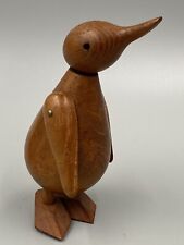 Vintage Teak Penguin Figurine With Moveable Wings 4.5” Made In Hong Kong picture