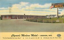 Postcard 1954 Wisconsin Hudson Clymer's Motel Teich linen occupation 23-12243 picture