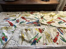 Vintage House 'N Home airplane biplane novelty fabric 1960s Steampunk retro 4 pc picture
