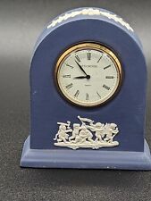 Wedgwood Jasperware Mini Mantel Desk Clock  Made In England Iconic Blue  picture