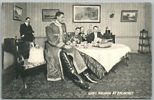 RUSSIAN GIANT MACHNOW AT BREAKFAST ANTIQUE POSTCARD  picture