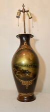 HUGE handmade antique hand painted lacquered French electric table lamp vase  picture