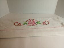 Vintage Single Embroidered Pillowcase Floral 31x20.5 In SEE PICS picture