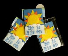 Lot Of Three Large Felt Easter Badge / Stickers - He Is Risen - NIP picture