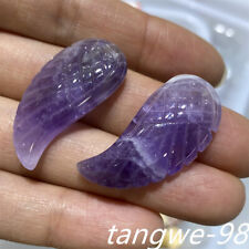 2PCS Natural Dream Amethyst Quartz Crystal Carved Angel Wing Pendants Healing picture