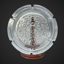 Vintage Blenko Ice Glass Ashtray Bowl Dish Finland Swirly Art Glass 9.5”W picture