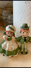 Lefton St. Patrick's Irish Figurines Leprechaun Boy & Girl - Mid Century Ceramic picture