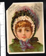 PRETTY GIRL IN GREEN NIAGRA CORN STARCH c1880's VICTORIAN ADVERTISING TRADE CARD picture
