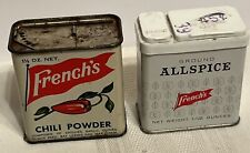 2 Vintage FRENCH's Spice Tins Chili  Powder & Ground Allspice The French Co USA picture