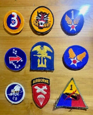 lot of 9 vintage Military Patches plus metal screw badge picture